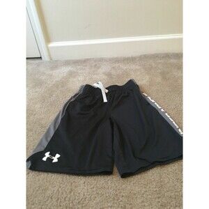 Under Armour Loose Youth Boys Active Shorts Size Small Black Gray & White